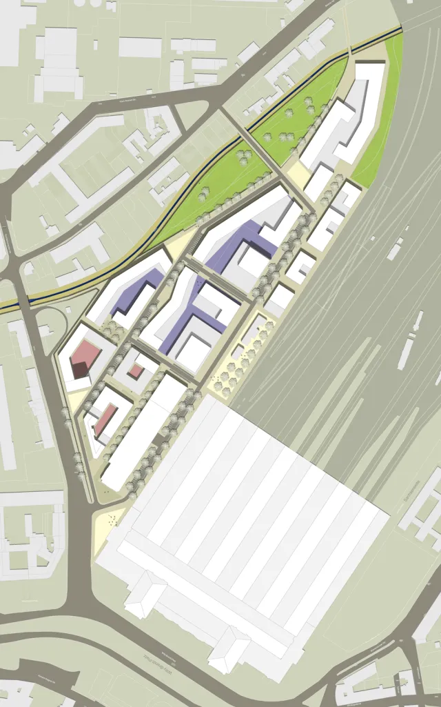 Leipzig: Quartierstruktur – Lageplan Westseite Hauptbahnhof